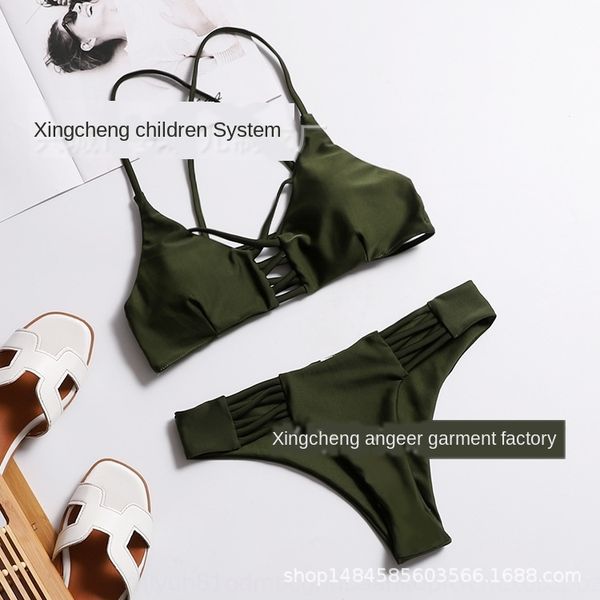 

women's split solid color women's split swimsuit bikini swimsuit solid color bikini, White;black