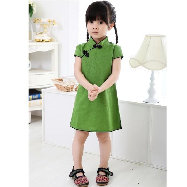 

2019 chinese dress baby girl clothes summer style vestidos infantis qipao cheongsam chi-pao cotton traditional dresses, Red