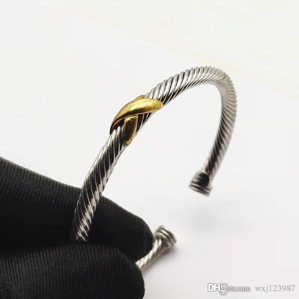 

american and european luxury customized bracelets environmental protection copper plating genuine gold x women's open bracelet 7264991, Golden;silver