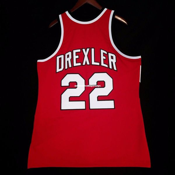 

100% сшитые clyde drexler mitchell ness jersey mens mens vest размер xs-6xl сшитые баскетбольные майки ncaa, Black;blue