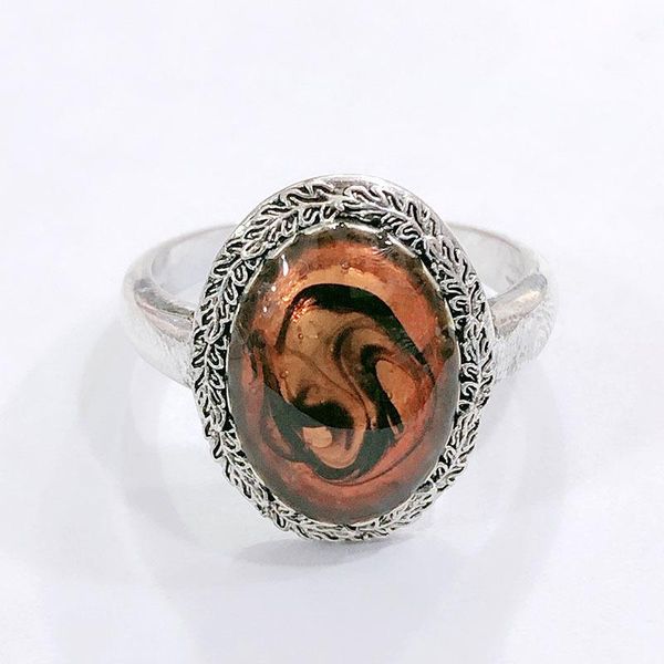 

2020 retro pattern brown colored glaze european and american fashion wave of men and women ring ring wholesale, Golden;silver