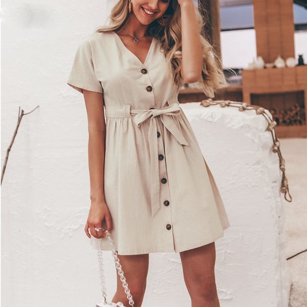 

ladies dresses women designer clothes v neck women dresses linen vintage short sleeve button casual streetwear designer clothes, Black;gray