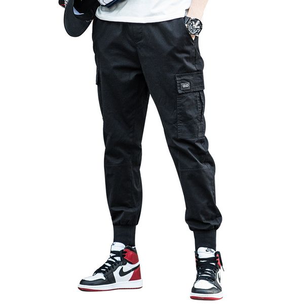 

autumn men's pants casual mens cargo pants fashion loose harem with applique pencil pants plus size s-5xl 4 colors wholesale, Black