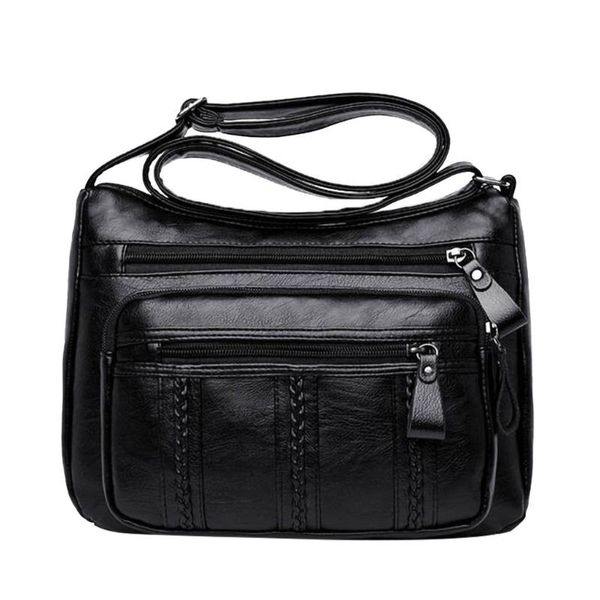

solid color shoulder messenger bag elegant simple handbags casual women pu leather small zipper crossbody bags bolsas feminina