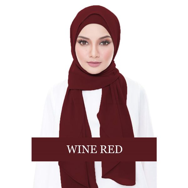 

new muslim chiffon scarf hijab plain islamic patchwork muslim scarf+inner hijab 11 colors ing, Red