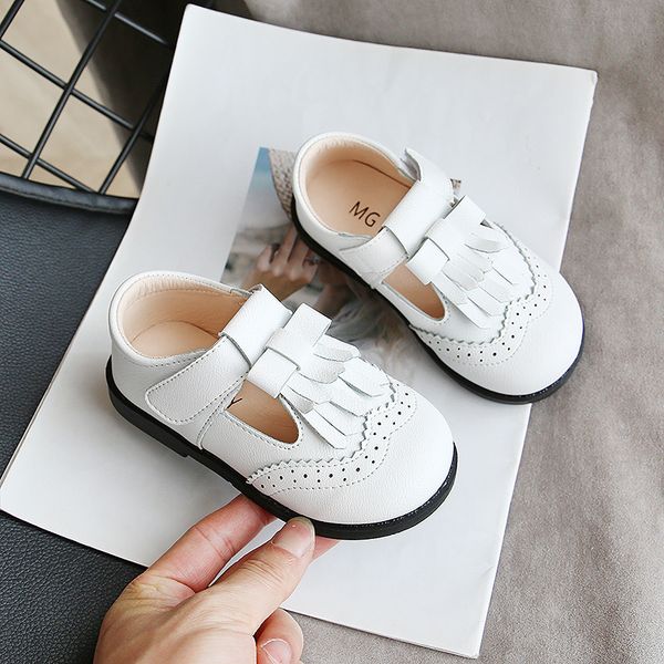 

children princess single shoes for girls toddler baby kids white sandals school england leather shoes chaussure enfant fille new, Black;grey