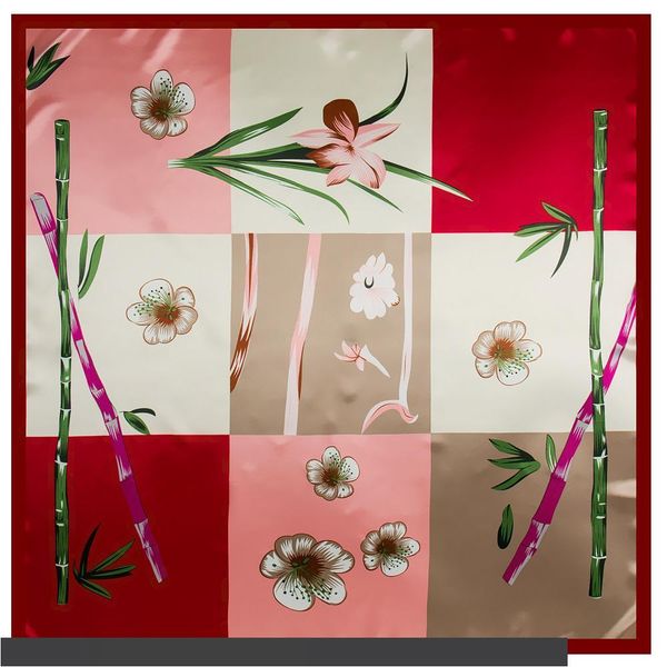 

мода-мода шелковый шарф 90см*90см маленький прозрачный богатый бамбук орхидея леди шелковый большой шарф женщина шарфы, Blue;gray