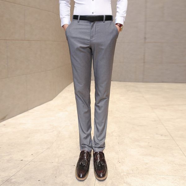 

calofe brand 2019 mens suit trousers male pure color slim fit business suit pants male leisure pants plus size, White;black