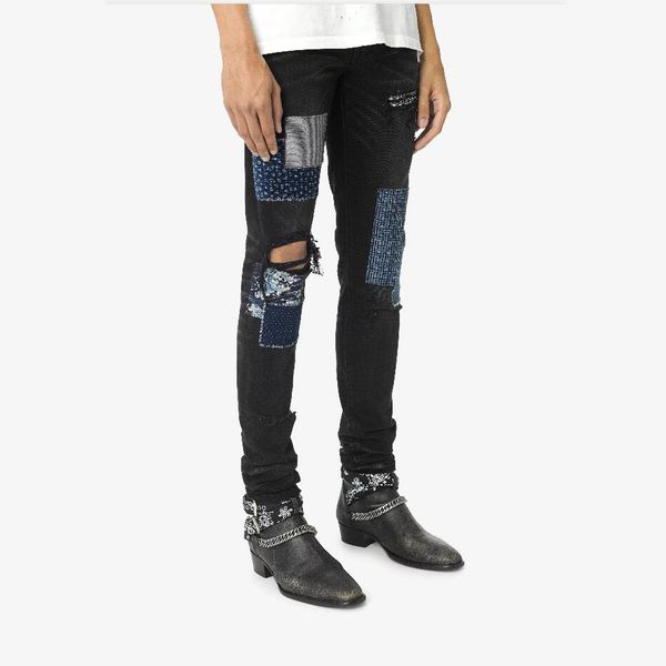 

mens designer jeans fashion tight pants luxury patchwork washed jean for womens high st brand hiphop wear kanye west sale, Blue