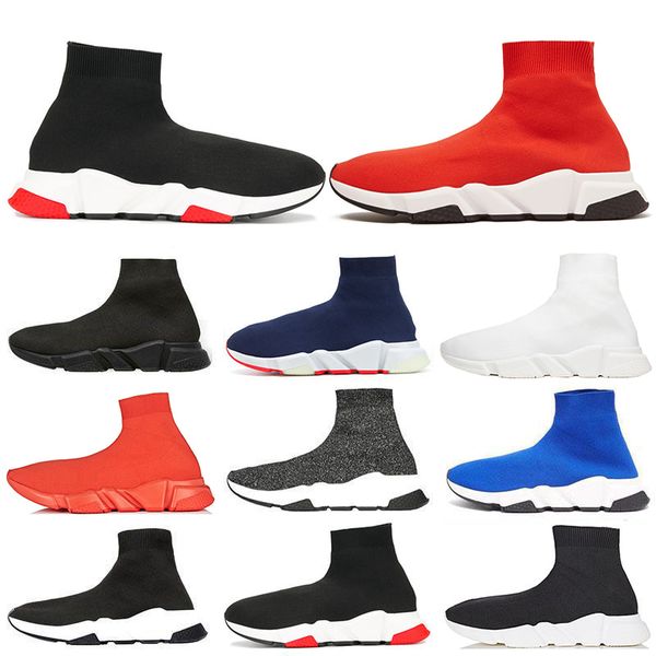 

2020 designer speed trainer men women high sock shoes black blue red solid luxury fashion boots trainers runner walking sneakers