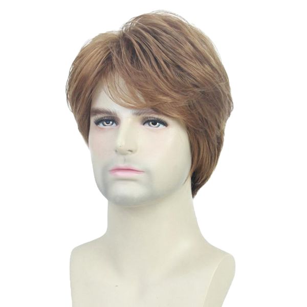 

2x 10inch men lasting short curly fluffy synthetic fiber wig resistant