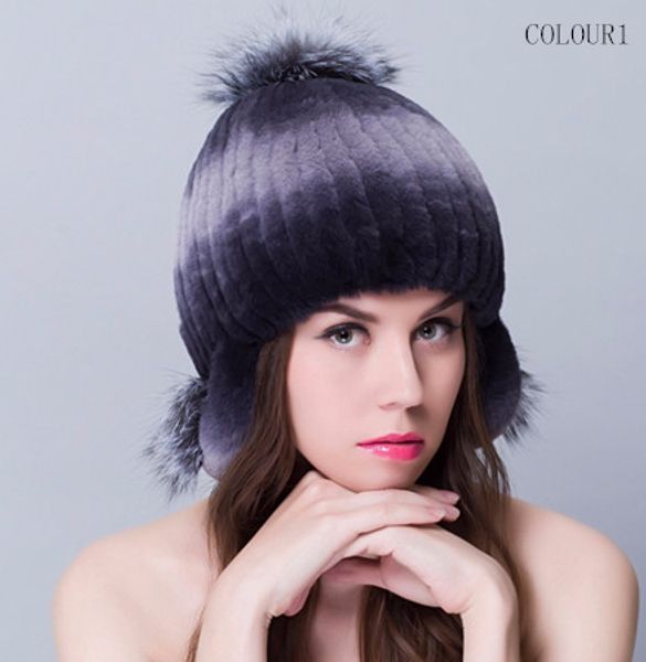 

внешнеторговая 2017 взрыв теплой зимы rex женской руки пришита уха шляпы, Blue;gray