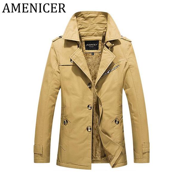 

мужчины куртка thicker отворот хлопок trench одежда casual coat для mans куртка большого размера зимнего сыпучего casual dress up button sty, Tan;black