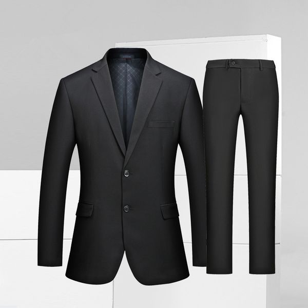 

(jacket + pants) black men's business casual formal suit set wedding groom groomsman dress men's suit two-piece custom made, White;black