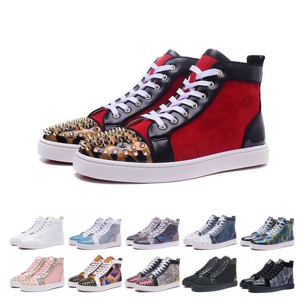 

drop shipping designer studded spikes flats shoes for mens women party lovers genuine leather sneakers autumn winter casual, Black