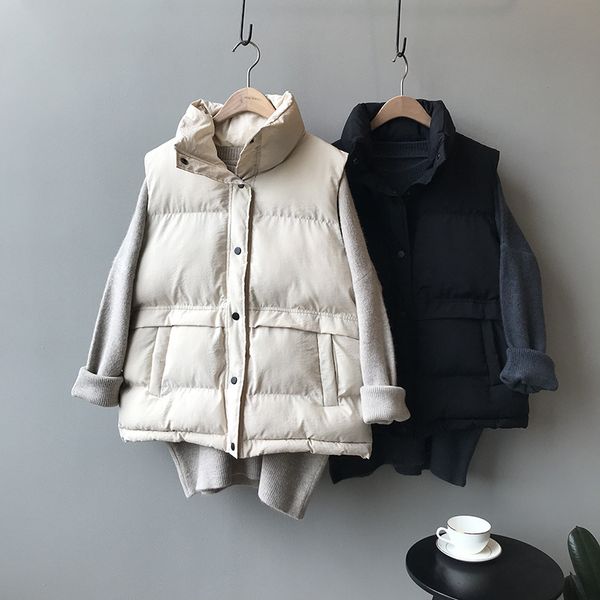 

2019 ins women vest winter waistcoat winter women clothing vests outweat warm coat #0999, Black;white
