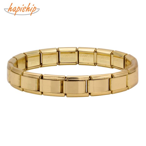 

hapiship 2019 fashion women jewelry 9mm width gold color smooth surface stainless steel bracelet bangle girls wedding gift g109, Golden;silver