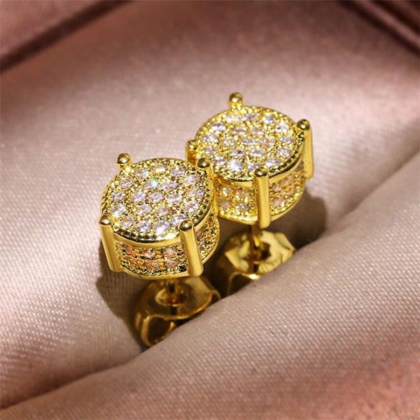 

hip hop new arrival sell vintage jewelry 925 sterling silver&gold fill pave white sapphire cz diamond party women stud earring gift, Golden;silver