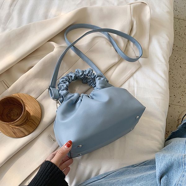 

new women pu leather cloud tote bags solid color shoulder messenger bag female handbags fashion purses travel totes