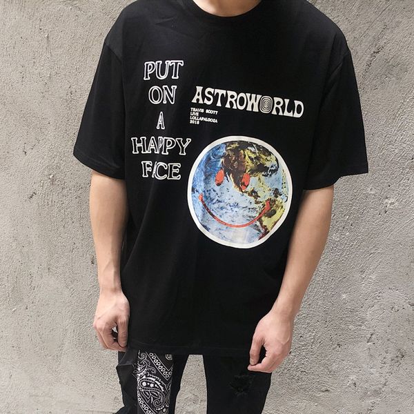 

new brand fashion luxury designer mens t shirts new arrivals mens hip hop clothing ts travis scott merch world face printed tees, White;black