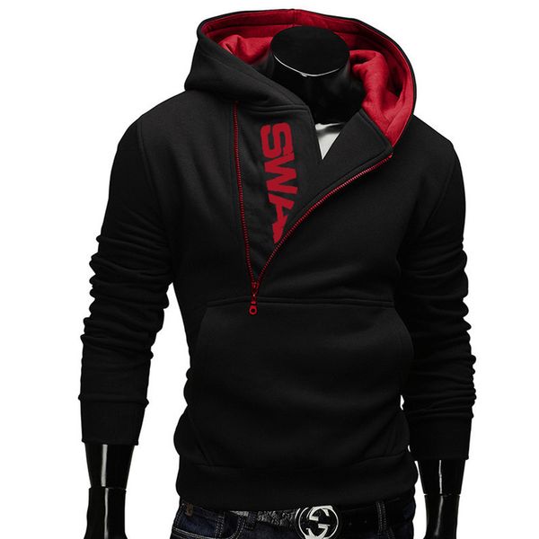 

2019 new arrivals autumn fashion men casual slim letter printing head side zipper 6 color cashmere sweater male outerwear, White;black