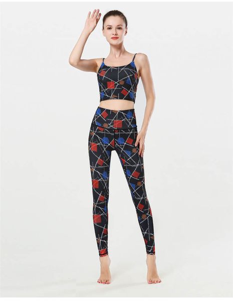

women designer yoga suit fitness clothing summer fashion prined sport yoga bra suits slim breathable pants