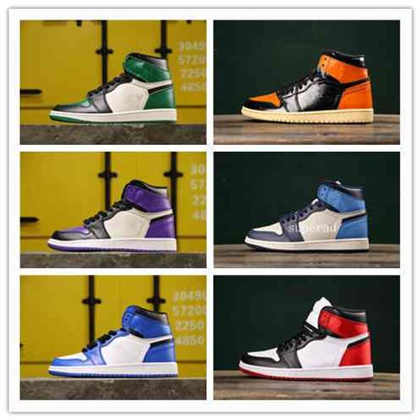 

wholesale new 1 i purple obsidian blue satin green mens basketball shoes sports womens 1s gs sneakers fashion trainers size 5.5-12
