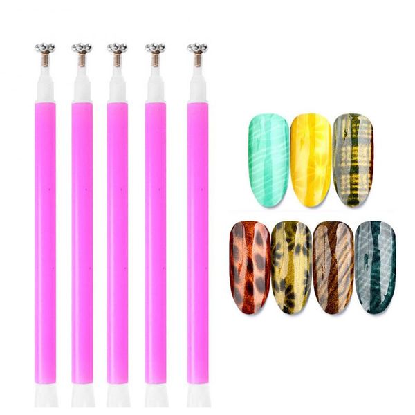 

durable cat eye gel magnet pen double head magnetic pen nail art magnetic tool, Red;pink