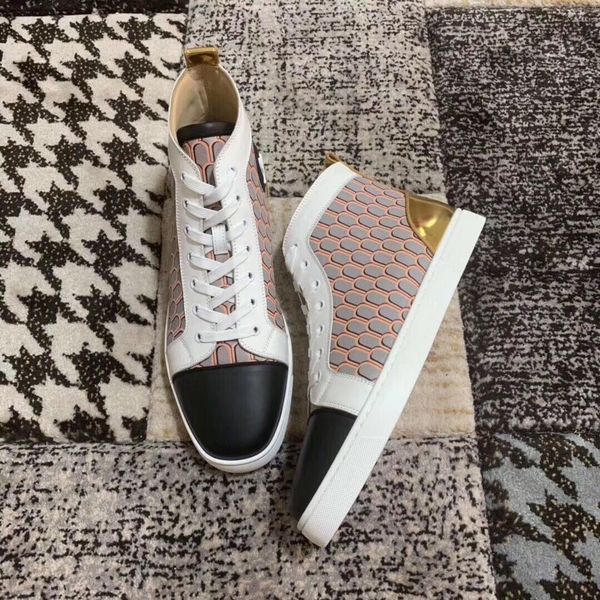 

fashion red bottom high women,men shoes spikes sneakers shoes, designer printed-patent leather flat walking shoes,dress party wedding, Black