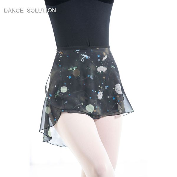 

flower printing chiffon wrat skirt for ballet dancing skirts women's ballet wrap skirt drop shipping 13 colors available 01d0129, Black;red