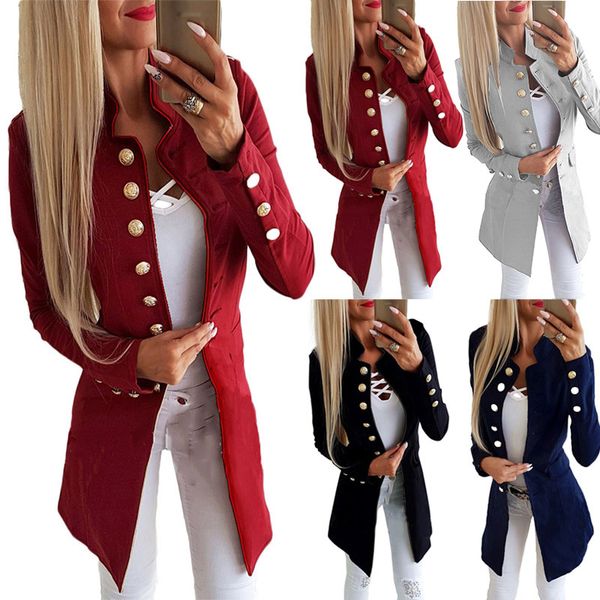 

newly women ladies casual single-breasted formal long blazer jacket slim fit coat fif66, Black