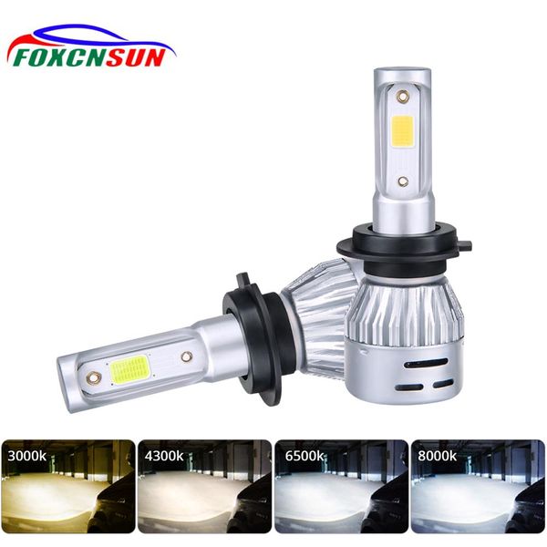 

2pcs 72w 8000lm 6500k 3000k h4 h1 h3 turbo led car headlight h7 h8 h9 h11 h27/880/881 9005 hb3 9006 hb4 9007 led fog light bulb