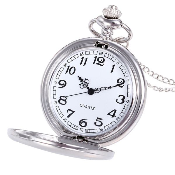

classic crown unisex fashion bronze chain necklace pocket watch gift 2019 new reloj mujer a4, Slivery;golden