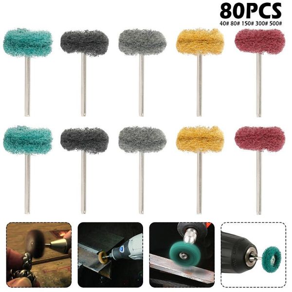

80pcs mini brush scouring pad abrasive wheel nylon fiber grinding sanding head buffing polishing wheel 1"25mm set for dremel