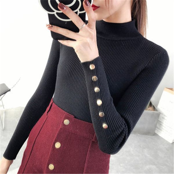

knitted sweater autumn pullover women slim jumper female solid elastic sweaters for ladies autumn casual pullover sweater femme, White;black