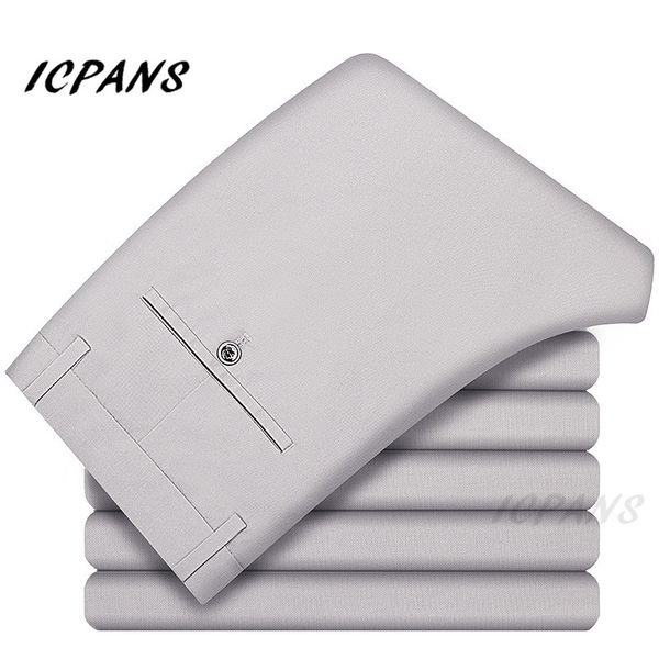 

icpans 2019 summer formal suit trousers men's business suit pants solid color stretch dress pants male plus size 38 40, White;black