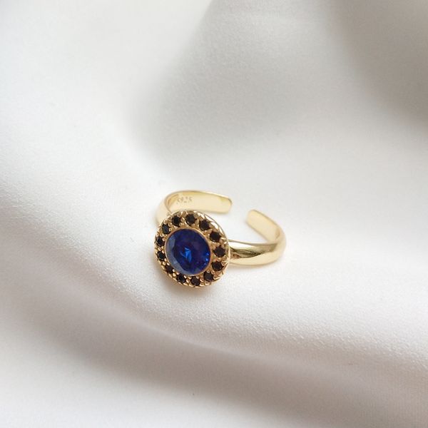 

sapphire rings 925 sterling silver gold color gem planet surrounds design fashion wild rings women personality trendy jewelry, Golden;silver