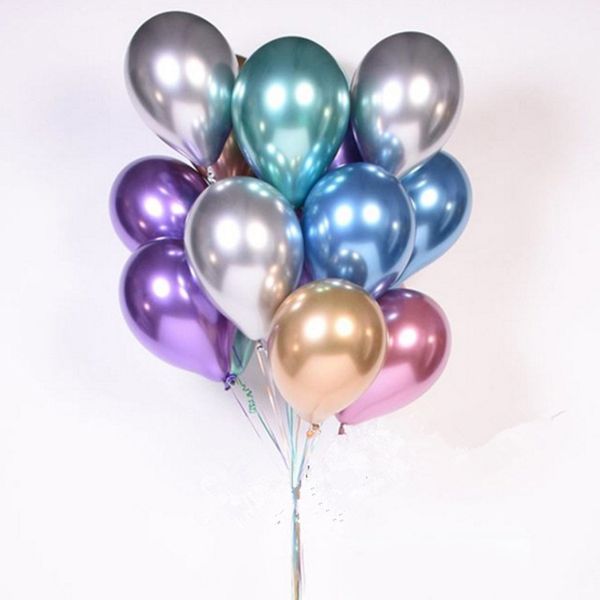 

50pcs/set 12inch new metallic latex balloons thick pearly metal chrome alloy colors pgraph wedding party decoration balloons