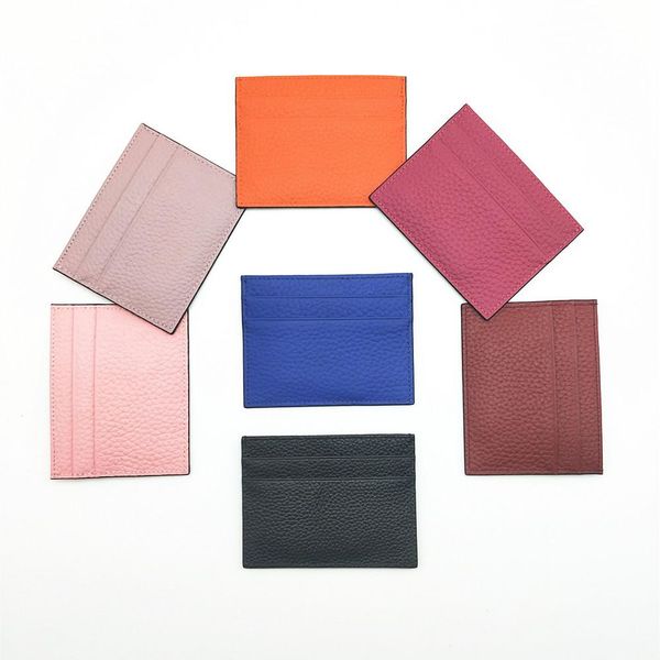 

famous designer classic luxury genuine leather men women credit card bank card holder mini small wallet with box, Brown;gray