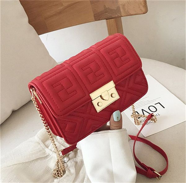 

5 colors fashion handbag stylish shoulder bag cross body chain embroidery line small square bag ph-cfy20051835