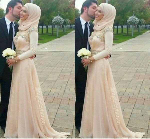 

spring wedding dresses hijab islamic muslim women formal event high neck wed gowns a-line custom made vintage long sleeve wedding dress, White