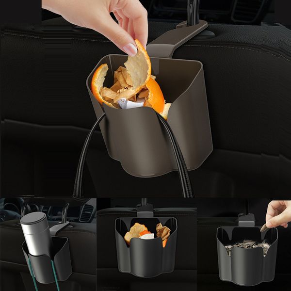 

the new 2-in-1 hook bracket black car seat back hook storage garbage trash can storage box organizer box container