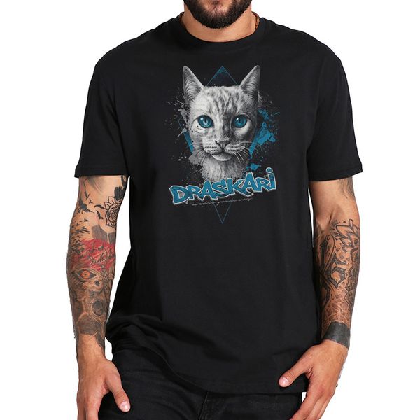 

funny feline cat t shirt humor casual cotton graphic t-shirt men short sleeved o-neck tshirt japanese samurai cat tee gift idea, White;black