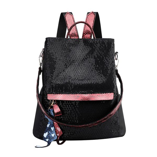 

shopping anti-theft fashion sequin travel women backpack soft waterproof zipper large capacity with pendant magazine purse