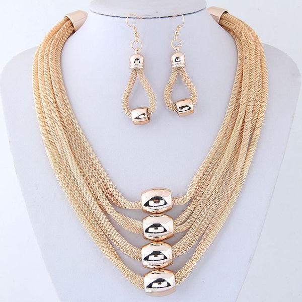 

lzhlq women metal choker necklaces trendy multilayer twist torques string geometric clavicle chain punk jewelry statement, Golden;silver