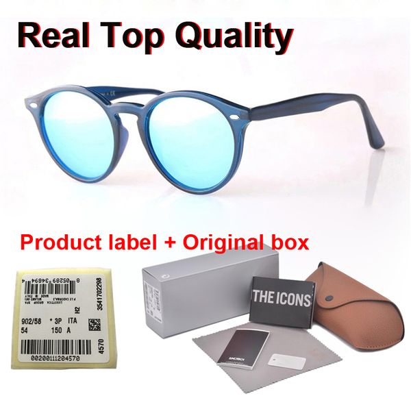 

8 colors new arrival classic round sun glasses brand designer fashion sunglasses men women mirror glass lens with retail case and label, White;black
