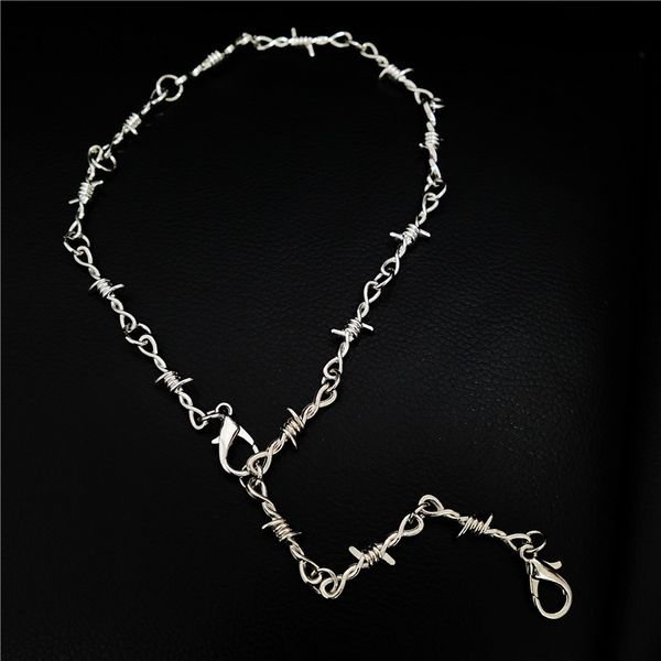 

2019 new multi-purpose thorns thorn chain punk pants chain thorn necklace sale, Silver