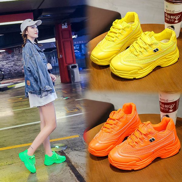 

autumn new women running shoes 2019 air mesh thick-soled walking shoes female breathable comfort girls fashion sports sneakers