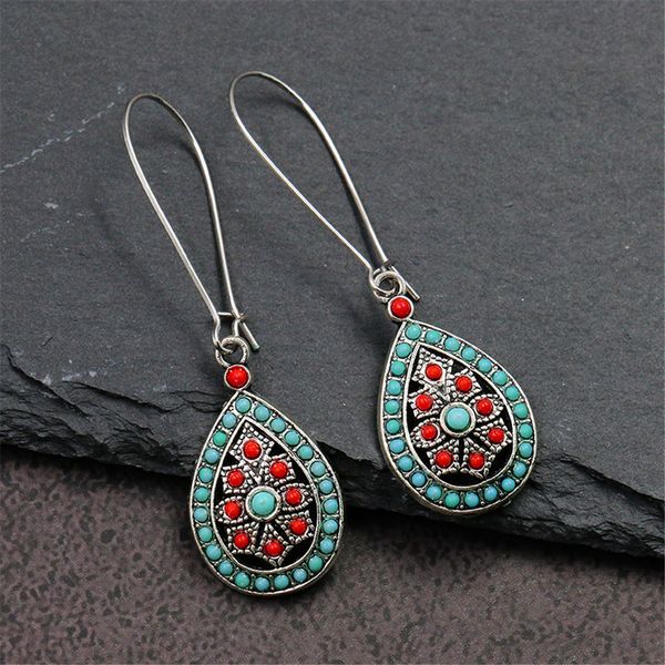 

vintage earring gifts boho india ethnic water drip beads dangle drop earrings for women female wedding party jewelry accessories, Silver