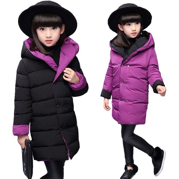 

autumn winter thin jacket girl coat children hooded outerwear windbreaker girls parka kids clothes casual long jackets for girls, Blue;gray